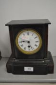 Victorian black plate and marble mantel clock with