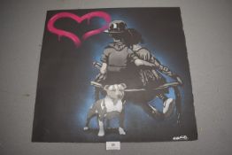 Stencil art print by 'Eyesaw' on homemade paper wi