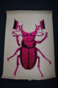 Screenprint of Scarab beetle with security cameras