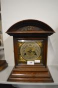 Victorian oak cased bracket clock with brass face