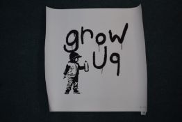 'Grow Up' stencil spray can print artist proof 4/1