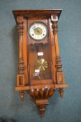 Mahogany Cased Wall Clock with Brass & Enamel Face
