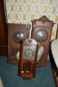 3x 1930’s Oak Cased Wall Clock (all for spares/repairs)
