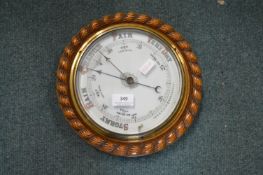 Aneroid Barometer with Carved Ropework Case and Enamel Face
