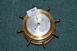 Holosteric Barometer Brass in the Shape of a Ships Wheel