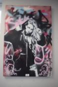 Stencil Art on Canvas Techno Girl by CR Thomas - Signed on Reverse