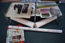 Assorted posters and prints, artists pads and hand
