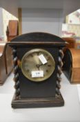Edwardian Brass faced mantel clock with barley twi