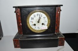 Victorian slate and marble mantel clock