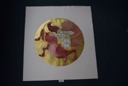 Sagittaire' etching with water colour signed 9/50