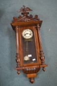 Mahogany Cased Vienna Wall Clock with Brass and Enamel Face