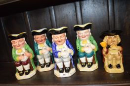 Five Toby Jugs by Burlingtons and Woods