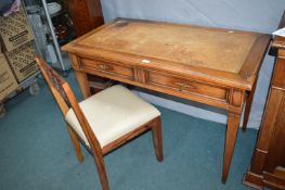 Quality Reproduction Desk with Inset Leather Top, and a Chair