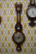 Early Victorian Inlaid Mahogany Banjo Barometer with Brass Face, and Mirror (minor faults)