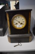 Victorian Slate & Marble Mantel Clock by Henry Lee of Paris