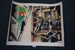 Handpainted print with applied typography 'Going o