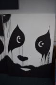 Pure Evil Large Kiss Panda Ink on distressed canva