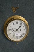 Brass Ships Clock in Working Condition with Key
