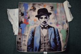 Street art print of a young Charlie Chaplain by Mu