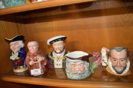 Five assorted small character and toby jugs