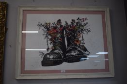 Multicoloured print 'Wild Boots' signed Prefab 35/