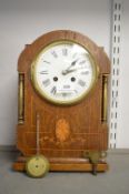 Edwardian oak cased bracket clock with enamelled f