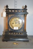 Victorian ebonised pine bracket clock with gilded