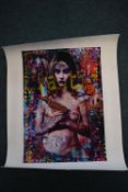 Multicolour print 'Frantic' by Trxtr signed and e