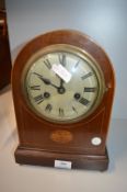 Edwardian mahogany cased mantel clock with shell c
