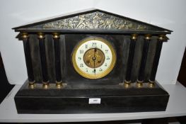 Black slate mantel clock with temple design by Bar