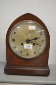 Edwardian mahogany veneered mantel clock