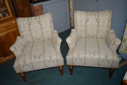 Pair of Armchairs in Pale Gold Upholstery
