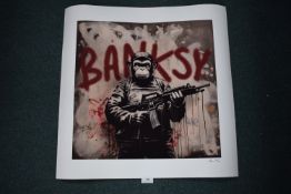 Street art print of Planet of the Apes Banksy sign