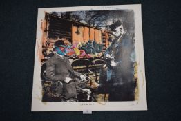 Handpainted print with applied typography 'End of