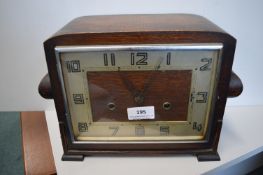 1930's art deco oak cased mantel clock