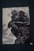 Silk screen print of 'The Thinker' Signed Kinsell