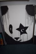 Pure Evil Large Kiss Panda Ink on distressed canva