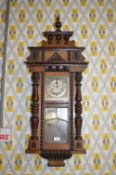 Vienna wall clock with brass face and applied turn
