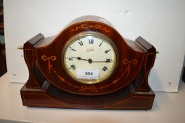 Edwardian inlaid mahogany cased mantel clock
