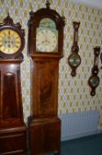 Yorkshire Long Case Clock with Hand Painted Face Depicting Scarbrough Castle, in Mahogany Case