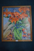 Oil on board 'Orange Lilies'