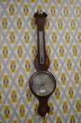 Early Victorian Inlaid Mahogany Barometer by Squirrell of Bildeston with Brass Face, and Shell &
