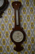 Aneroid Barometer with Mahogany Case, and Mercury Thermometer