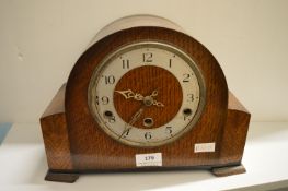1930's oak cased mantel clock (missing glass)