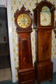 Scottish Arts & Craft Long Case Clock by J&W Orr of Airdrie with Gilt Painted Face and mahogany
