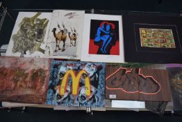 Assorted small original abstracts and spray art