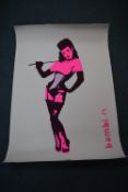 Screenprint and stencil art by Bambi 'Girl with W