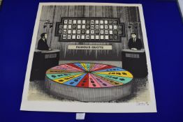 Handpainted print with applied typography 'Famous