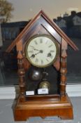 German pine cased Victorian pendulum alarm clock