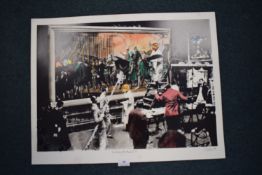 Handpainted print with applied typography 'Reworki